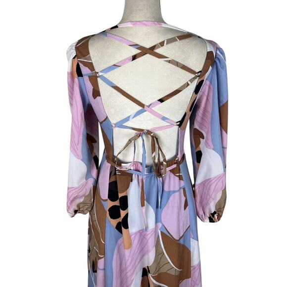 Anthropologie Hutch Bloom Wrap Midi Dress Open Lace Back Long Sleeve Size Small - Picture 8 of 10